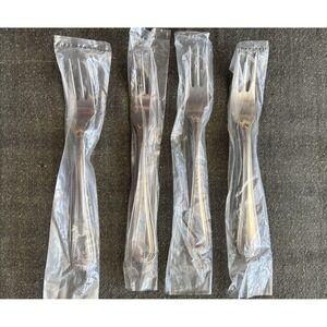 NEW Lenox BEAD Stainless Flatware 4X Cocktail FORKS Plume Tip‎ Beaded 18/10